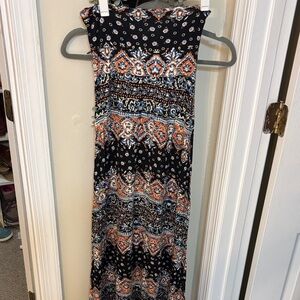 Bohemian Black and Orange Maxi Dress